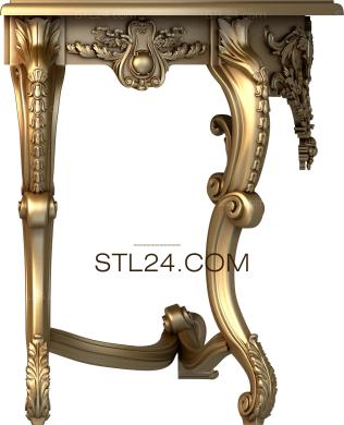 Set of furniture (Console with ornament and curved legs, KMB_0172) 3D models for cnc