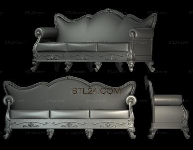 Set of furniture (Antique sofa with carved details, KMB_0192) 3D models for cnc