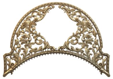 Carved arch decorative element with floral ornament