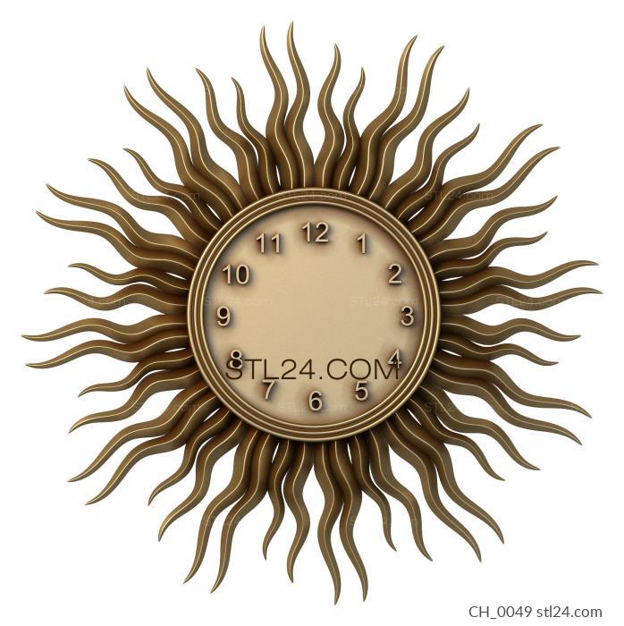 Часы (3d stl модель корпуса часов, солнце, CH_0049) 3D модель для ЧПУ станка