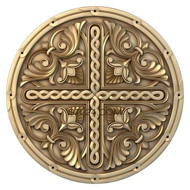 3д модель церковного декора, медальон с крестом, stl файл для ЧПУ