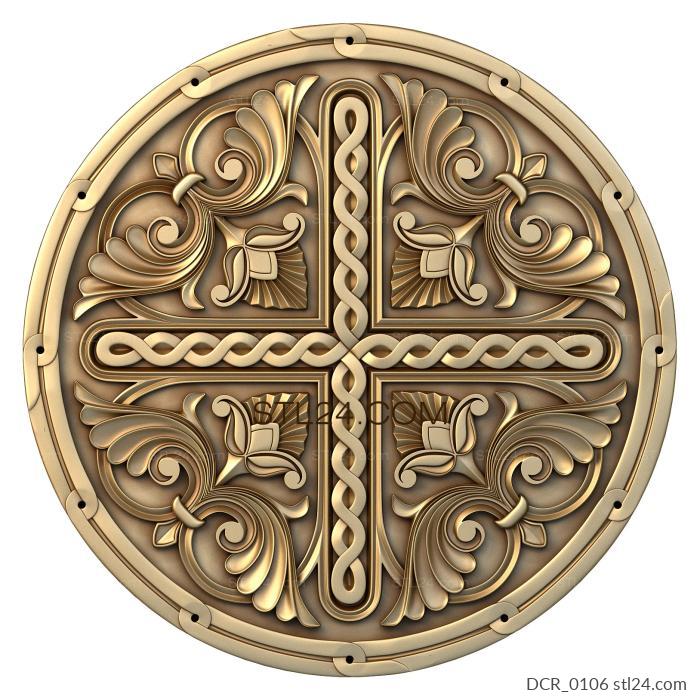 Декор церковный (3д модель церковного декора, медальон с крестом, stl файл для ЧПУ, DCR_0106) 3D модель для ЧПУ станка