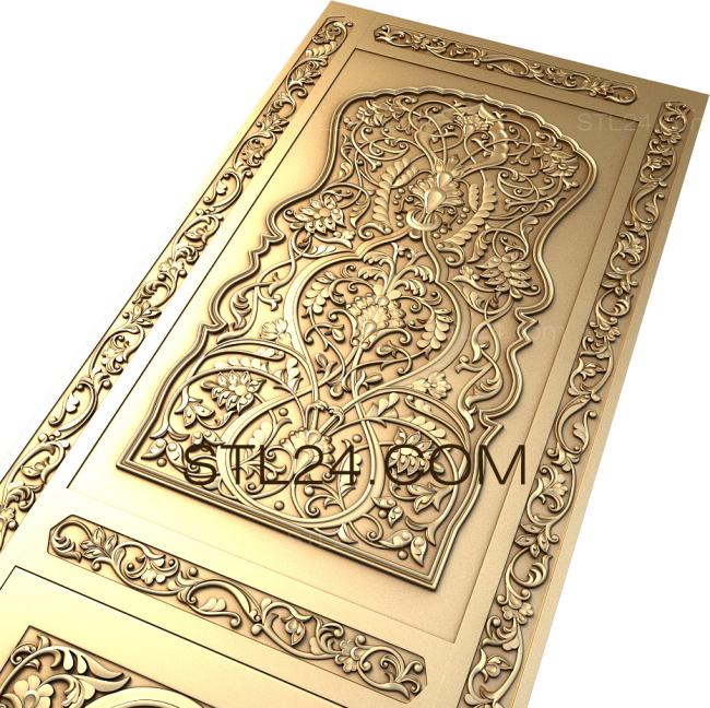 Doors Panel with floral ornament and figured inserts in oriental style 3d model