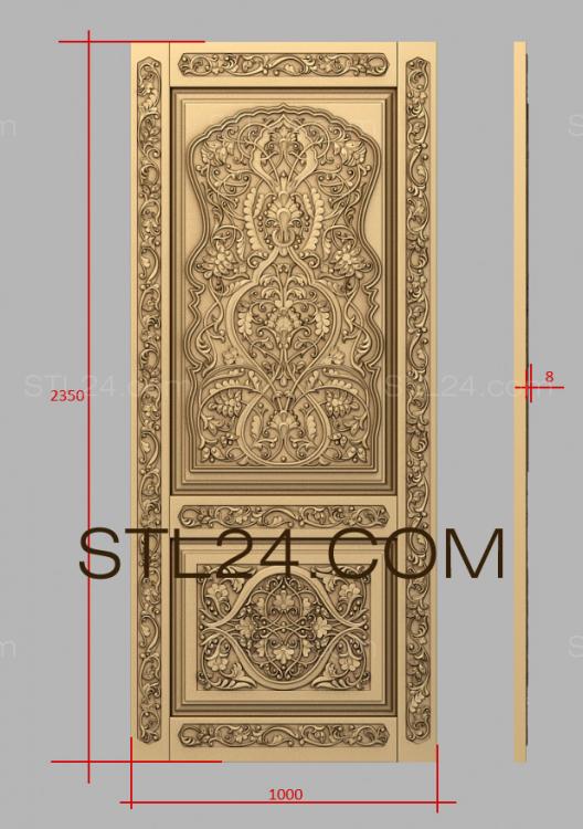 Doors Panel with floral ornament and figured inserts in oriental style 3d model