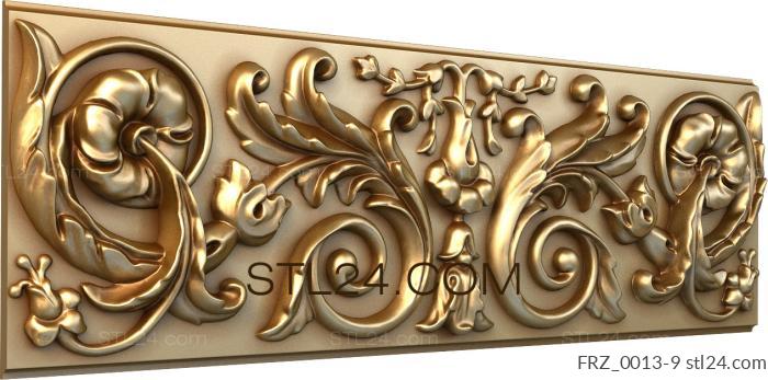 Frieze (Passionflower symmetry, FRZ_0013-9) 3D models for cnc