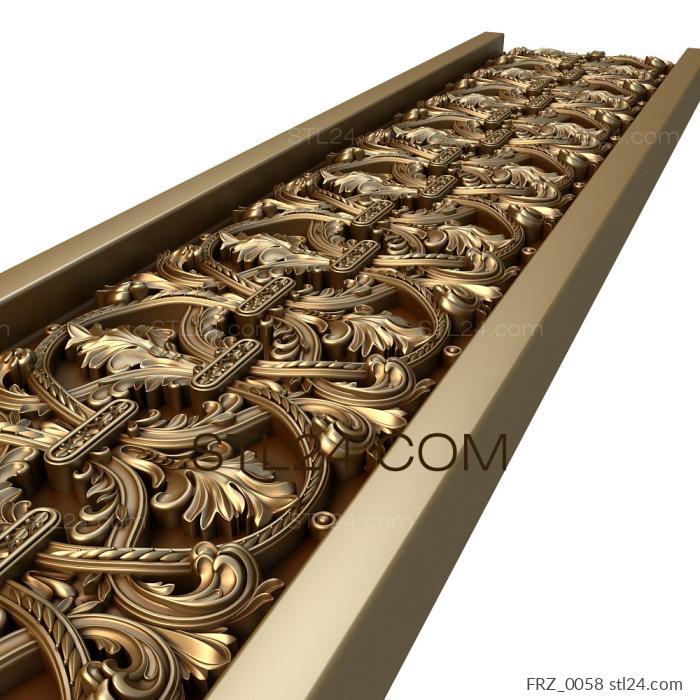 Frieze (Complex floral design, FRZ_0058) 3D models for cnc