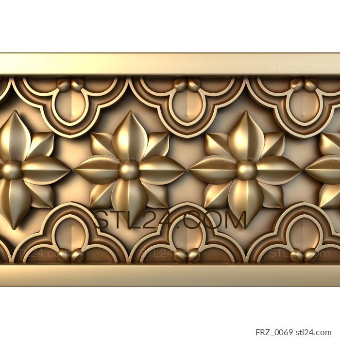 Frieze (Eight-petaled flower, FRZ_0069) 3D models for cnc