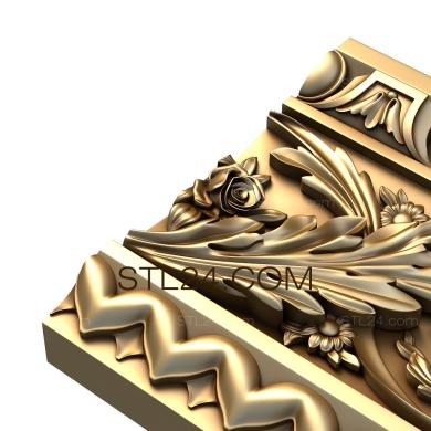 Frieze (Overlapping of flowers and leaves, FRZ_0178) 3D models for cnc