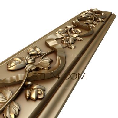Фризы (Розы и ленты гофре, FRZ_0212) 3D модель для ЧПУ станка