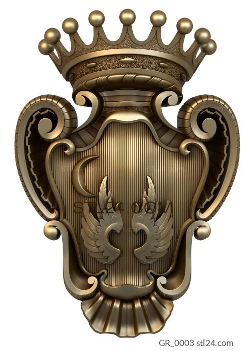 Гербы (3d модель герба в королевском стиле GR_0003, GR_0003) 3D модель для ЧПУ станка