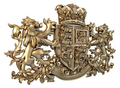 Coat of arms (Leafy lions, GR_0101) 3D models for cnc