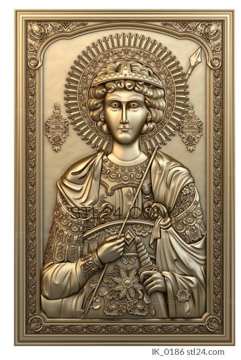 Иконы (Святой Великомученик Целитель Пантелеимон, IK_0186) 3D модель для ЧПУ станка