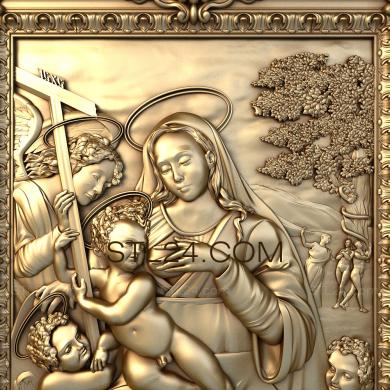 Иконы (Божия Матерь Мария с младенцем Иисусом, IK_1544) 3D модель для ЧПУ станка