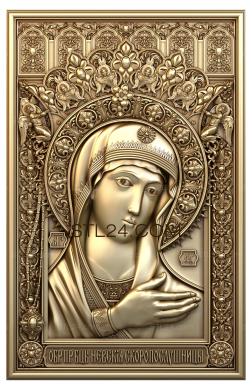 Icons (The image of the Blessed Virgin Mary of the Nevskaya Skoroposlushnitsa, IK_1590) 3D models for cnc
