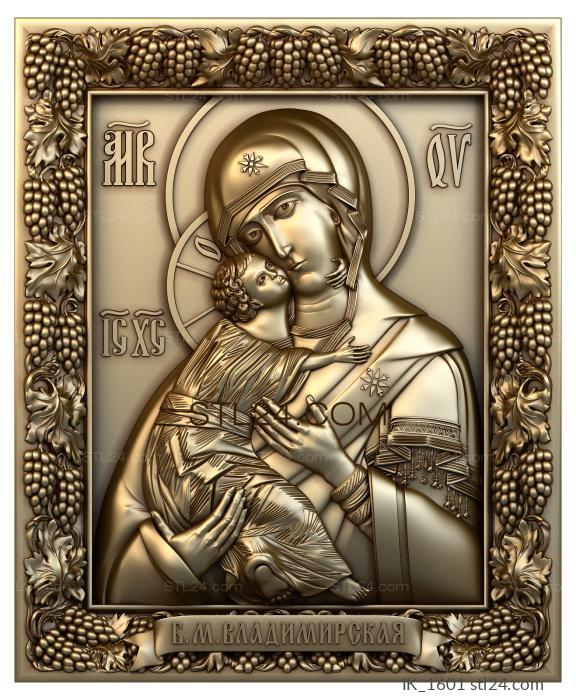 Icons (Vladimirskaya icon of the Mother of God, IK_1601) 3D models for cnc