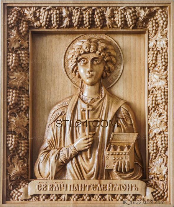 Icons (Saint Panteleimon the Great Martyr and Healer, IK_1632) 3D models for cnc