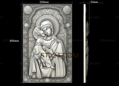 Иконы (Владимирская икона Божией Матери, IK_1825) 3D модель для ЧПУ станка