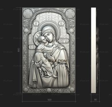 Иконы (Владимирская икона Божией Матери, IK_1834) 3D модель для ЧПУ станка