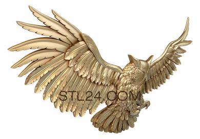 Animals (Flying owl, JV_0001) 3D models for cnc
