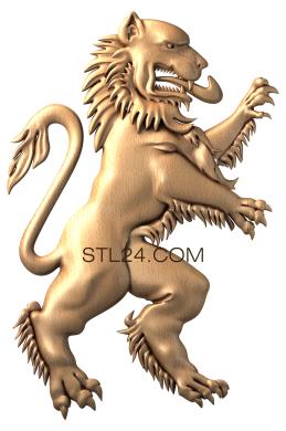 Животные (Гербовый лев, JV_0008) 3D модель для ЧПУ станка
