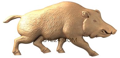 Животные (Дикий кабан, JV_0018) 3D модель для ЧПУ станка