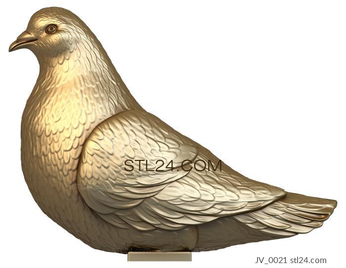 Животные (Сидящий голубь, JV_0021) 3D модель для ЧПУ станка