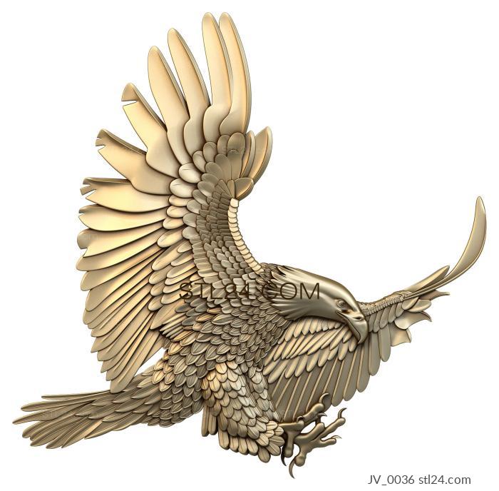 Animals (Attacking eagle, JV_0036) 3D models for cnc