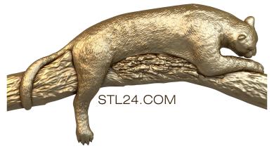 Animals (Sleeping leopard, JV_0041) 3D models for cnc