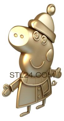 Животные (stl модель детская для ЧПУ или 3д принтера, свинка Пеппа, JV_0075) 3D модель для ЧПУ станка