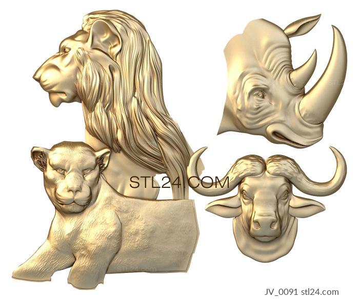 Животные (Животные саванны, JV_0091) 3D модель для ЧПУ станка