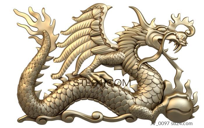 Животные (Китайский дракон, JV_0097) 3D модель для ЧПУ станка