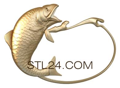 Animals (Fish on a fishing rod, JV_0099) 3D models for cnc