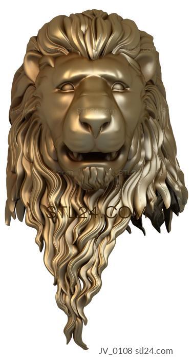 Животные (Голова льва, JV_0108) 3D модель для ЧПУ станка