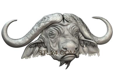 Животные (Голова буйвола, JV_0111) 3D модель для ЧПУ станка