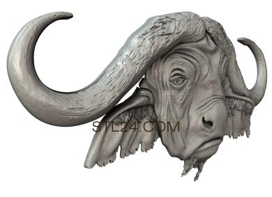 Животные (Голова буйвола, JV_0111) 3D модель для ЧПУ станка