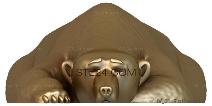 Animals (Sleeping bear, JV_0115) 3D models for cnc