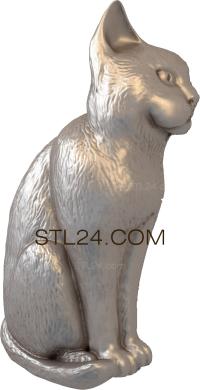 Животные (Сидящий кот, JV_0120) 3D модель для ЧПУ станка