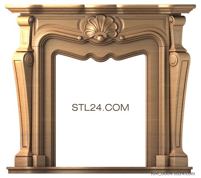 Fireplaces (Classic fireplace portal with columns and stucco, KM_0004) 3D models for cnc