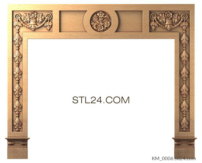 Fireplaces (Art Nouveau fireplace portal with flowing patterns, KM_0006) 3D models for cnc
