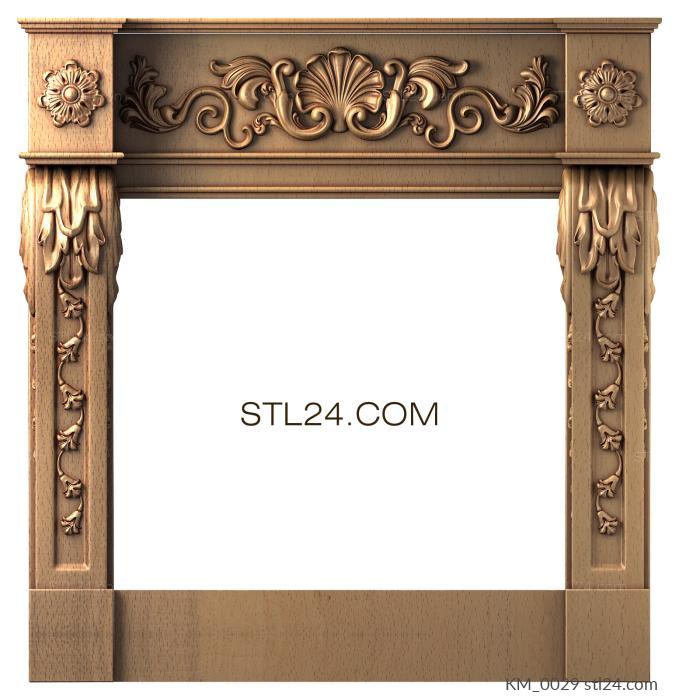 Fireplaces (Fireplace portal with classical reliefs, KM_0029) 3D models for cnc