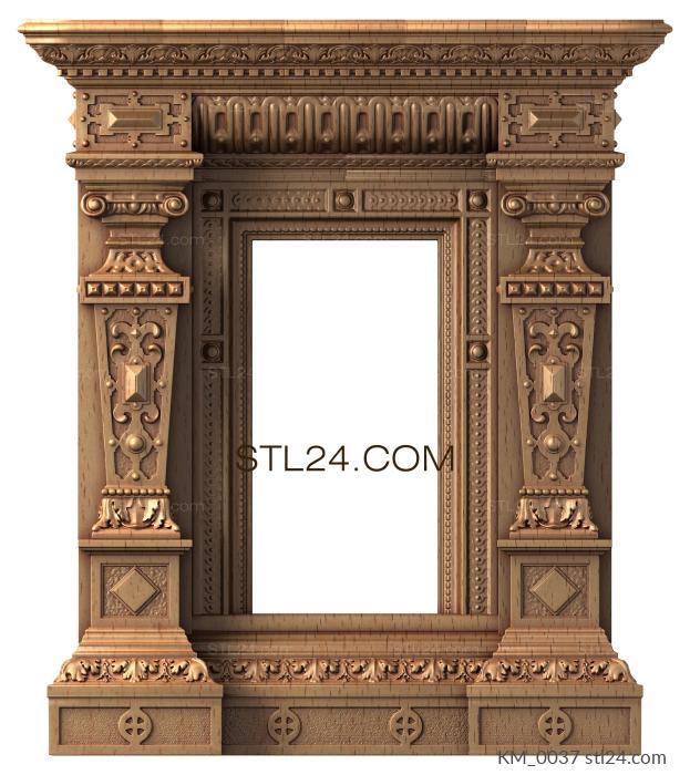 Fireplaces (Fireplace portal with three-dimensional arches and columns, KM_0037) 3D models for cnc