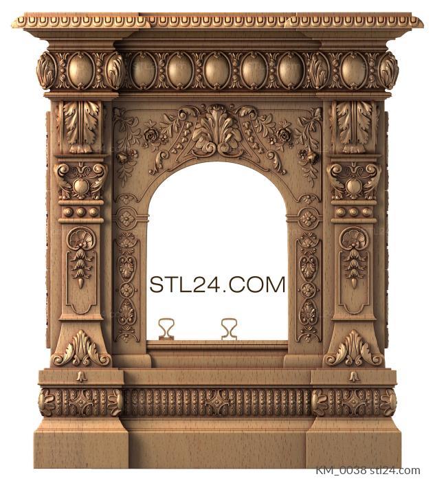 Fireplaces (Classic fireplace portal with relief patterns, KM_0038) 3D models for cnc