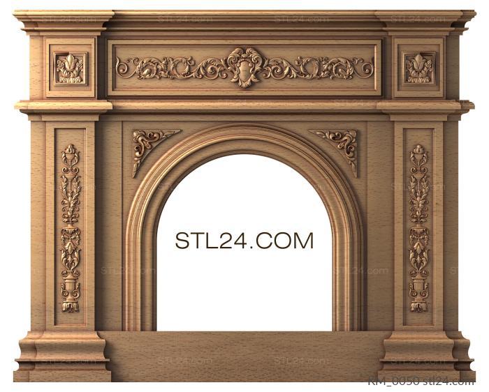 Fireplaces (Baroque fireplace portal with ornaments and scrollwork, KM_0050) 3D models for cnc