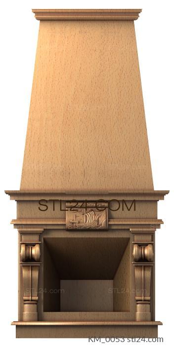 Fireplaces (Classic fireplace portal with columns and cornice, KM_0053) 3D models for cnc