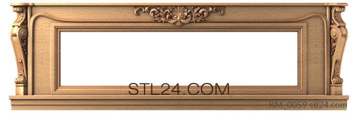 Fireplaces (Classic fireplace portal with relief patterns, KM_0059) 3D models for cnc