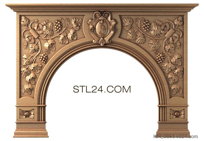 Fireplaces (Rococo fireplace portal with curved curls, KM_0061) 3D models for cnc
