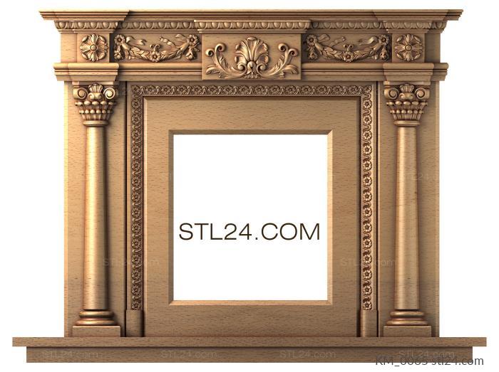 Fireplaces (Fireplace with columns and decorative elements, KM_0065) 3D models for cnc