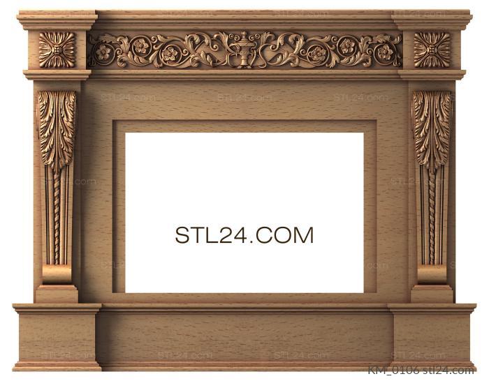 Fireplaces (Fireplace framing, 3d stl model for cnc, classic, KM_0106) 3D models for cnc