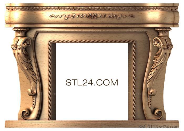 Fireplaces (Fireplace portal, 3d stl model for cnc, KM_0113) 3D models for cnc