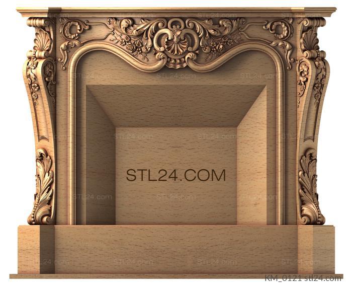 Fireplaces (3d stl fireplace model, KM_0121) 3D models for cnc
